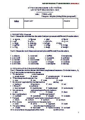 Bộ đề thi môn Tiếng Anh Lớp 10